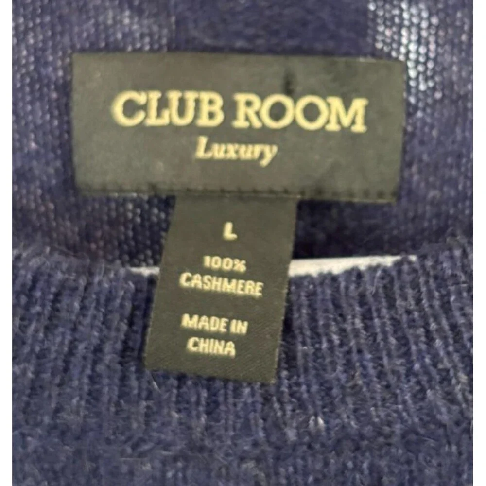 Club Room Luxury 100% Cashmere Men's Large Navy Blue Crewneck Sweater